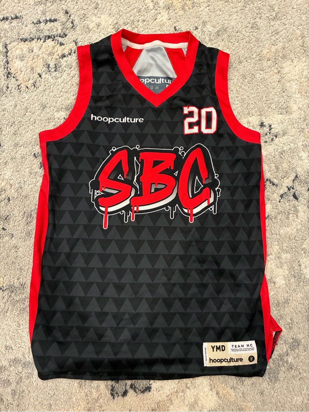 HoopCulture SBC Youth Black & Red Basketball Jersey